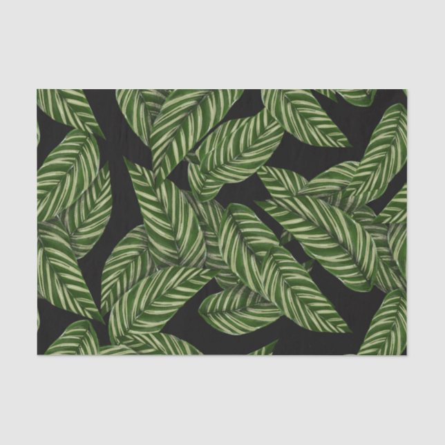 Papel De Seda Padrão de Folhas Tropicais (Frente )