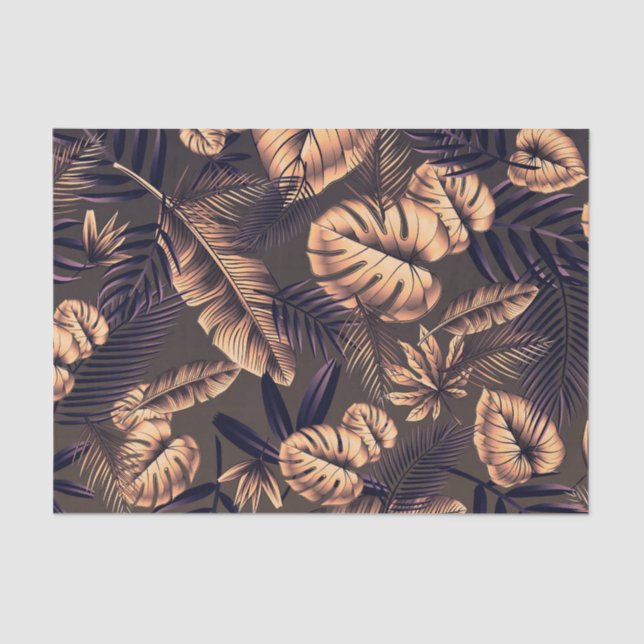 Papel De Seda Padrão de Folhas Tropicais (Frente )