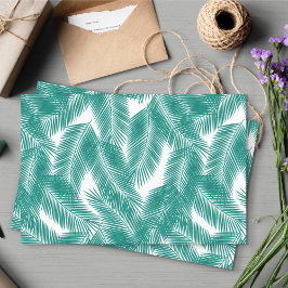 Papel De Seda Padrão de Folhas Tropicais Verdes