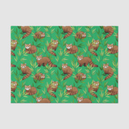 Papel De Seda Padrão de Folhas Vermelhas e Bamboo