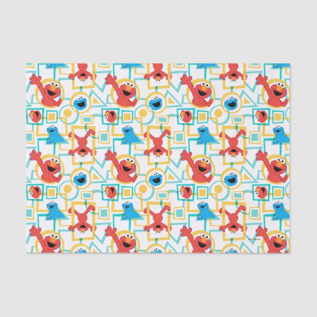 Papel De Seda Padrão de Formas Diversas do Monstro da Elmo e Coo (Frente )