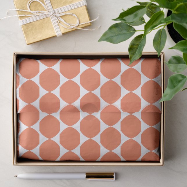 Papel De Seda Padrão de Formas Geométricas Modernas em Laranja  (Presente)