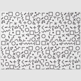 Papel De Seda Padrão de Formas Retroativas Pretas e Brancas do a