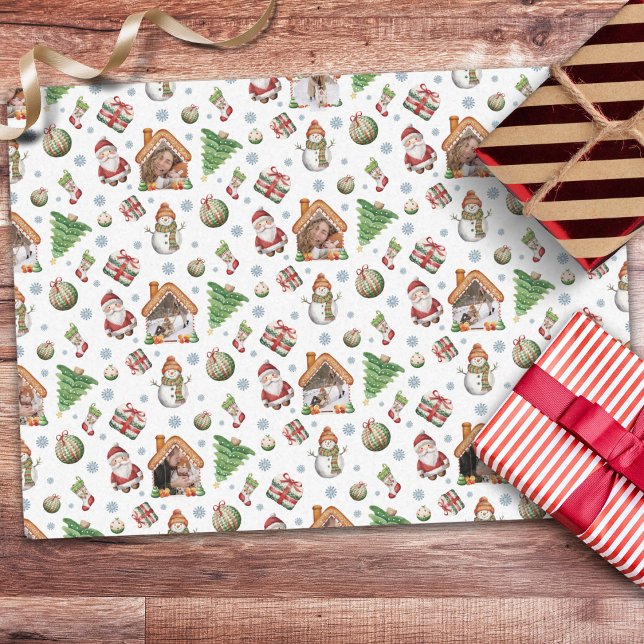 Papel De Seda Padrão de Fotografia do Cozy Christmas Gingergenet (Cozy Christmas Gingerbred Photo Photo Pattern Tissue Paper)