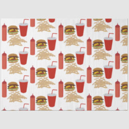 Papel De Seda Padrão de Fries Burger de Comida Rápida