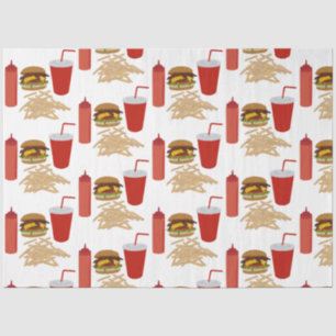 Papel De Seda Padrão de Fries Burger de Comida Rápida