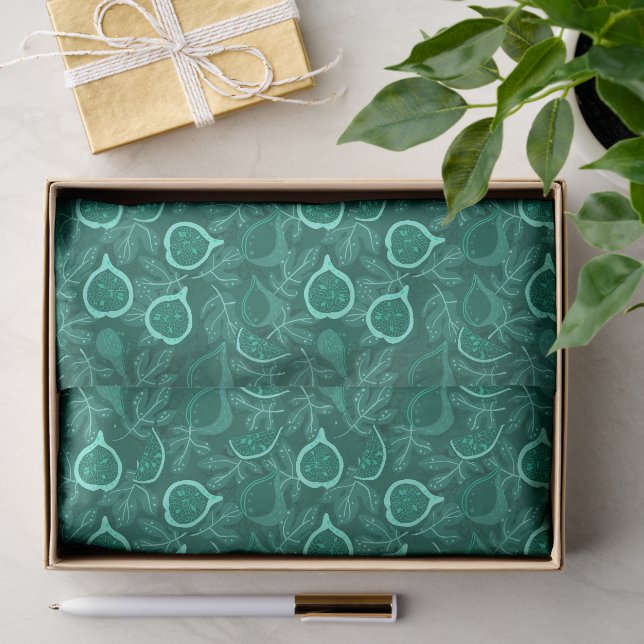 Papel De Seda Padrão de fruta de figo verde e bonito (Presente)