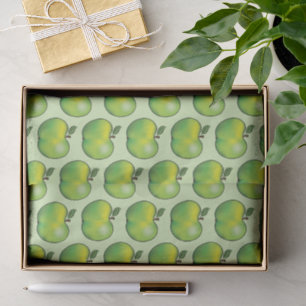 Papel De Seda Padrão de Fruta de Maçã de Desenho Verde