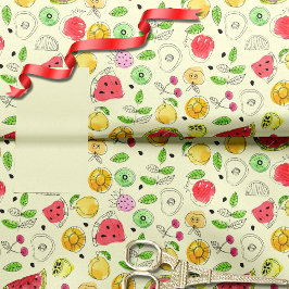 Papel De Seda Padrão de Fruta de Verão | Amarelo