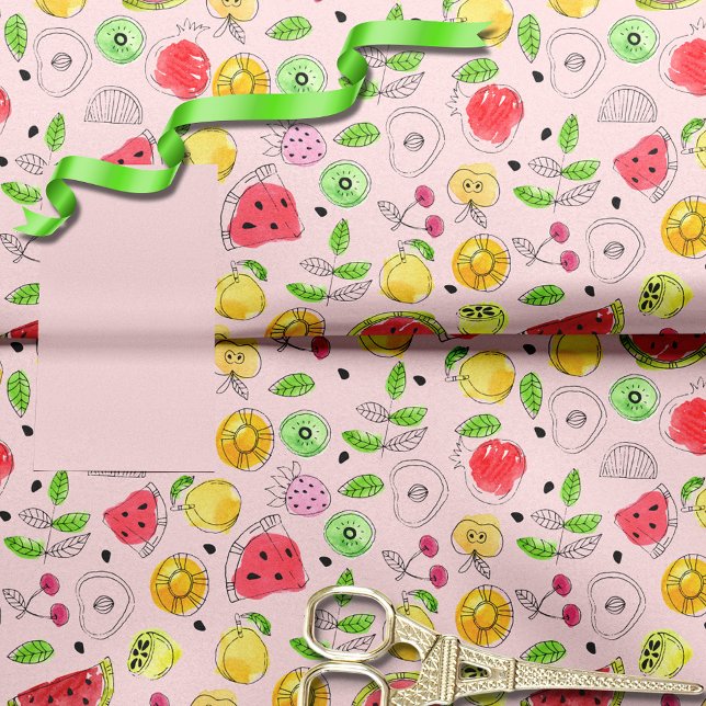 Papel De Seda Padrão de Fruta de Verão | ROSAS CLARO (Criador carregado)