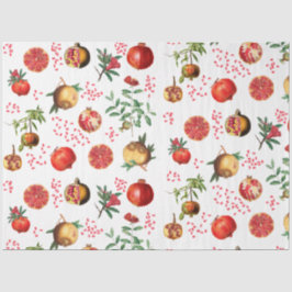 Papel De Seda Padrão de Fruta do Pomegranato do Mediterrâneo
