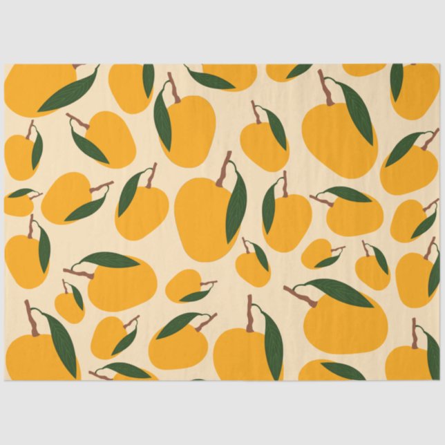 Papel De Seda Padrão de Fruta Mango Summer (Frente )