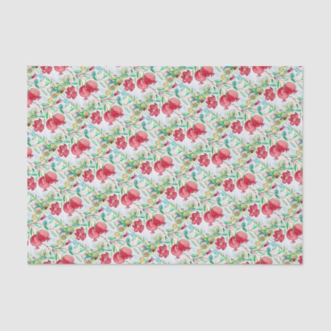 Papel De Seda Padrão de Fruta vermelha de Pomegranato Bonito (Frente )