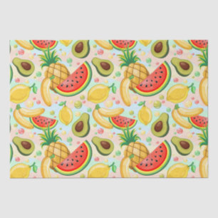 Papel De Seda Padrão de Frutas de Verão Fresco