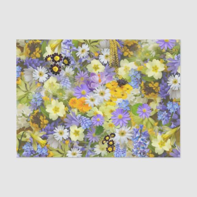 PAPEL DE SEDA PADRÃO DE FUNDO FLORAL MULITCOR (Frente )