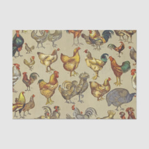 Papel De Seda Padrão de Galo Vintage: Arte de Casa de Campo