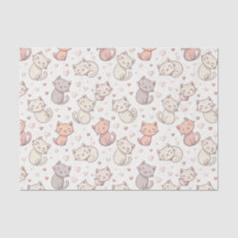 Papel De Seda Padrão de Gatinho Chibi Fofo - Design de Gatinho K