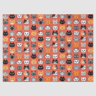 Papel De Seda Padrão de Gato Bonito Faces  Gatos Legal