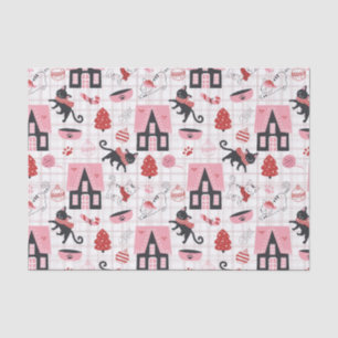 Papel De Seda Padrão de Gato Gatinho de Natal Bonito