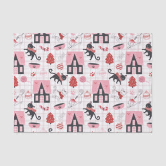 Papel De Seda Padrão de Gato Gatinho de Natal Bonito