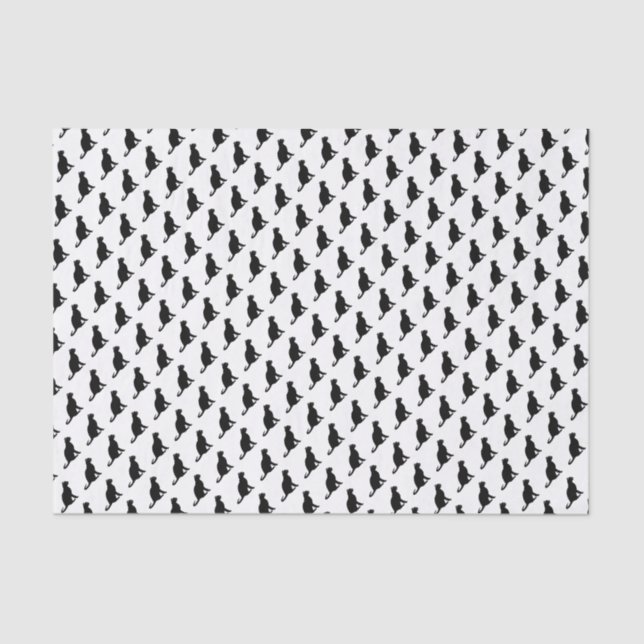 Papel De Seda Padrão de Gato Preto (Frente )