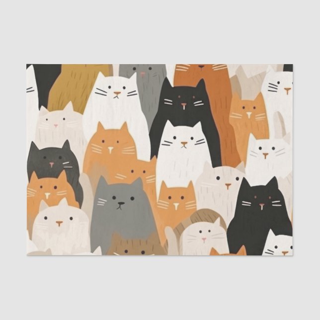 Papel De Seda Padrão de gatos (Frente )