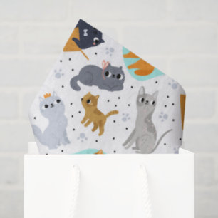 Papel De Seda Padrão de gatos fofos Aniversário para Gatos