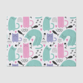 Papel De Seda Padrão de Gatos Frescos