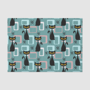Papel De Seda padrão de gatos pretos do meio século
