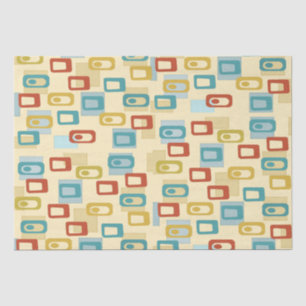 Papel De Seda Padrão de Geo Pod Moderno e Cheerful do meio sécul