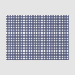 Papel De Seda Padrão de Gingham Branco Azul