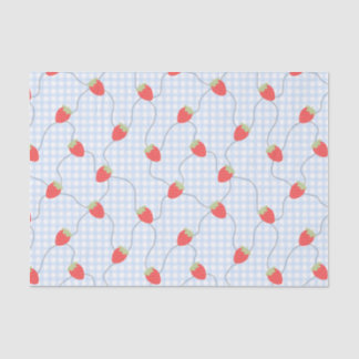 Papel De Seda Padrão de Gingham de Morango Sem Costura