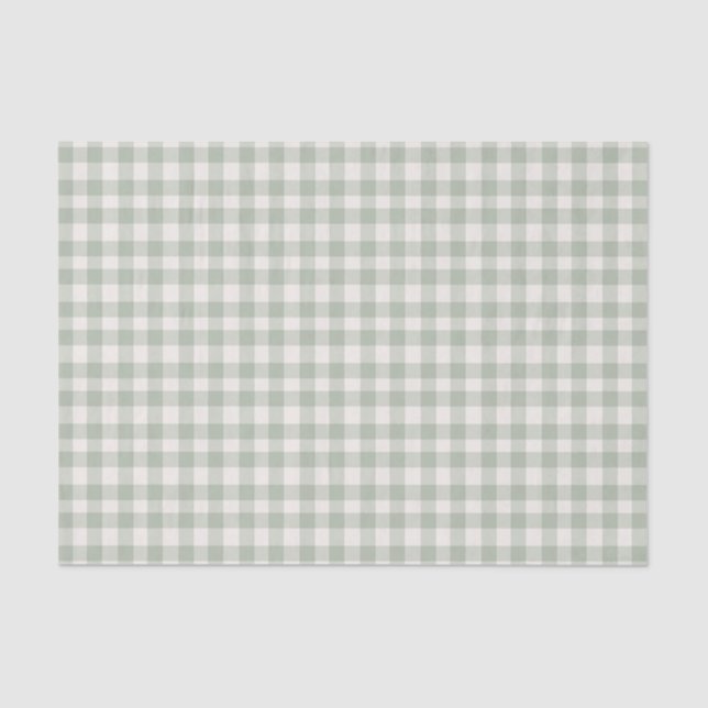 Papel De Seda Padrão de gingham verde pastel (Frente )