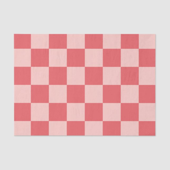 Papel De Seda Padrão de Gingham Vermelhos Rosa Verificado (Frente )