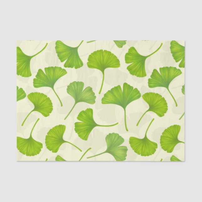 Papel De Seda Padrão de ginkgo em branco (Frente )