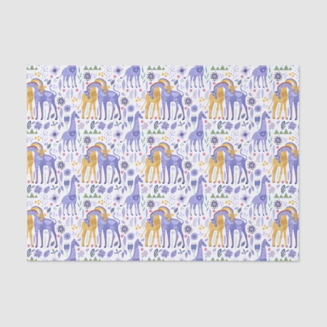 Papel De Seda Padrão de Girafas Amarelas Pardas Brancas (Frente )