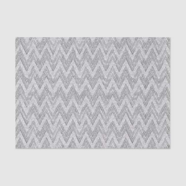 Papel De Seda Padrão de Glitter Zigzag Chevron SilverFaux (Frente )