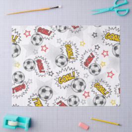 Papel De Seda Padrão de Gol de Futebol de Quadrinhos – Esportes