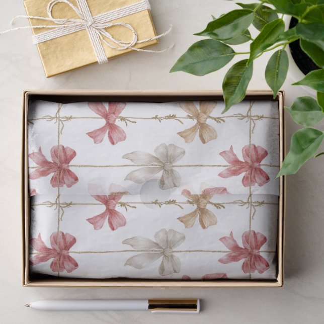 Papel De Seda Padrão de Grade de Fita de Natal (Presente)