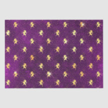 Padrão de Grade de Unicórnio Dourado em Roxo Fundo