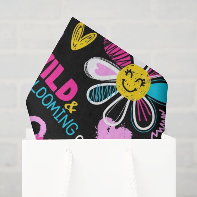Papel De Seda Padrão de Grafite de Flor Sorridente da Moda (Sacola de presentes)