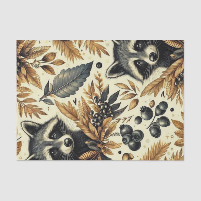 Papel De Seda Padrão de guintage racoon (Frente )