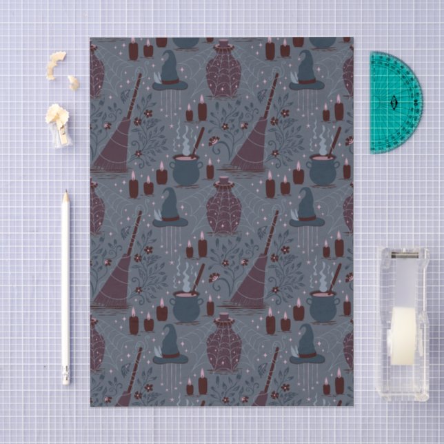 Papel De Seda Padrão de Halloween Mágico ao Luar (Arte )