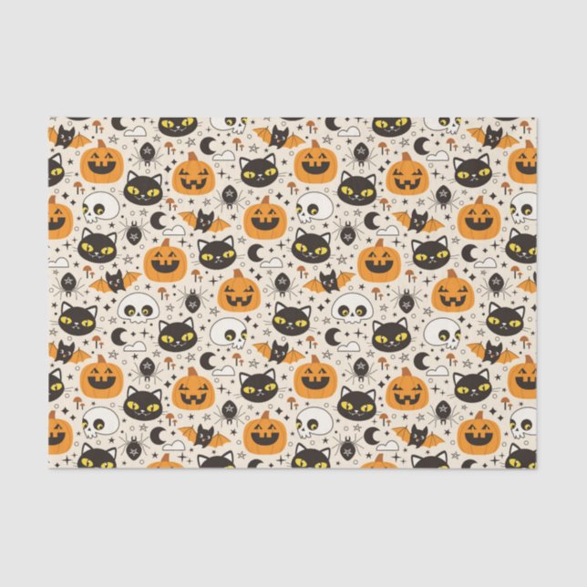 Papel De Seda Padrão de Halloween Retro Bonito (Frente )