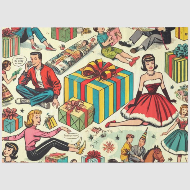 Papel De Seda Padrão de Histórias em quadrinhos de presentes de  (Frente )