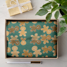 Papel De Seda Padrão de Homem de Biscoito Multicultural em Verde