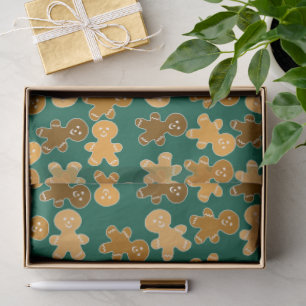 Papel De Seda Padrão de Homem de Biscoito Multicultural em Verde