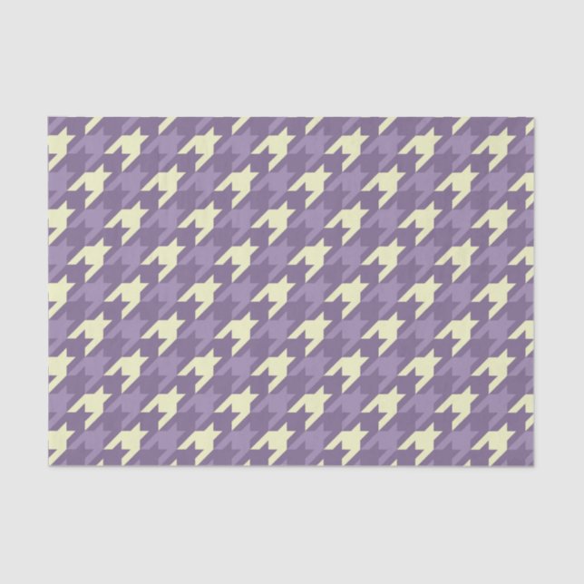 Papel De Seda Padrão de houndstooth em roxo e creme (Frente )