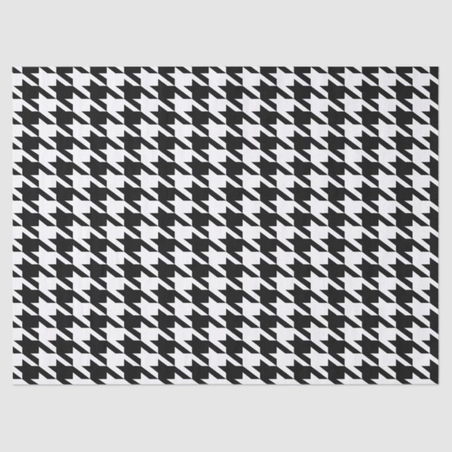 Papel De Seda Padrão de houndstooth preto e branco (Frente )