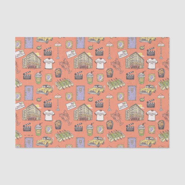 Papel De Seda Padrão de Ícones Coloridos FRIENDS™ (Frente )